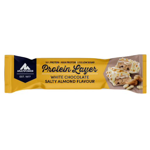 Slika Proteinska čokoladica Layer 50g - Bijela Čokolada i Slani Bademi