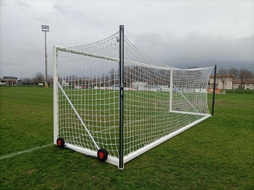Slika Poarta fotbal aluminiu 7.32x2.44 m cu sistem de tensionare si transport