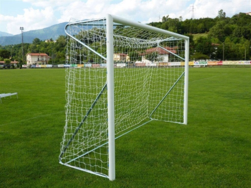 Slika Poarta Futsal Aluminiu 3x2 m, independenta, cu colturi sudate si suporturi rabatabile pentru plasa