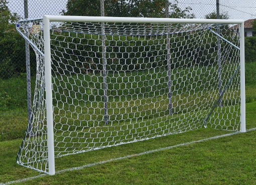 Slika Mobilni aluminijski nogometni gol 4 × 2 m — Ø80 mm s uključenom mrežom — VI 6028