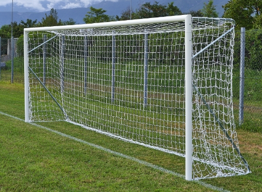 Slika Mobilni aluminijski nogometni gol 6 × 2 m — Ø80 mm s uključenom mrežom — VI 6033